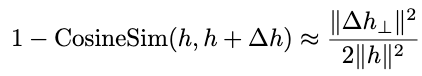 Theorem 1 formula for representation-space cosine deviation